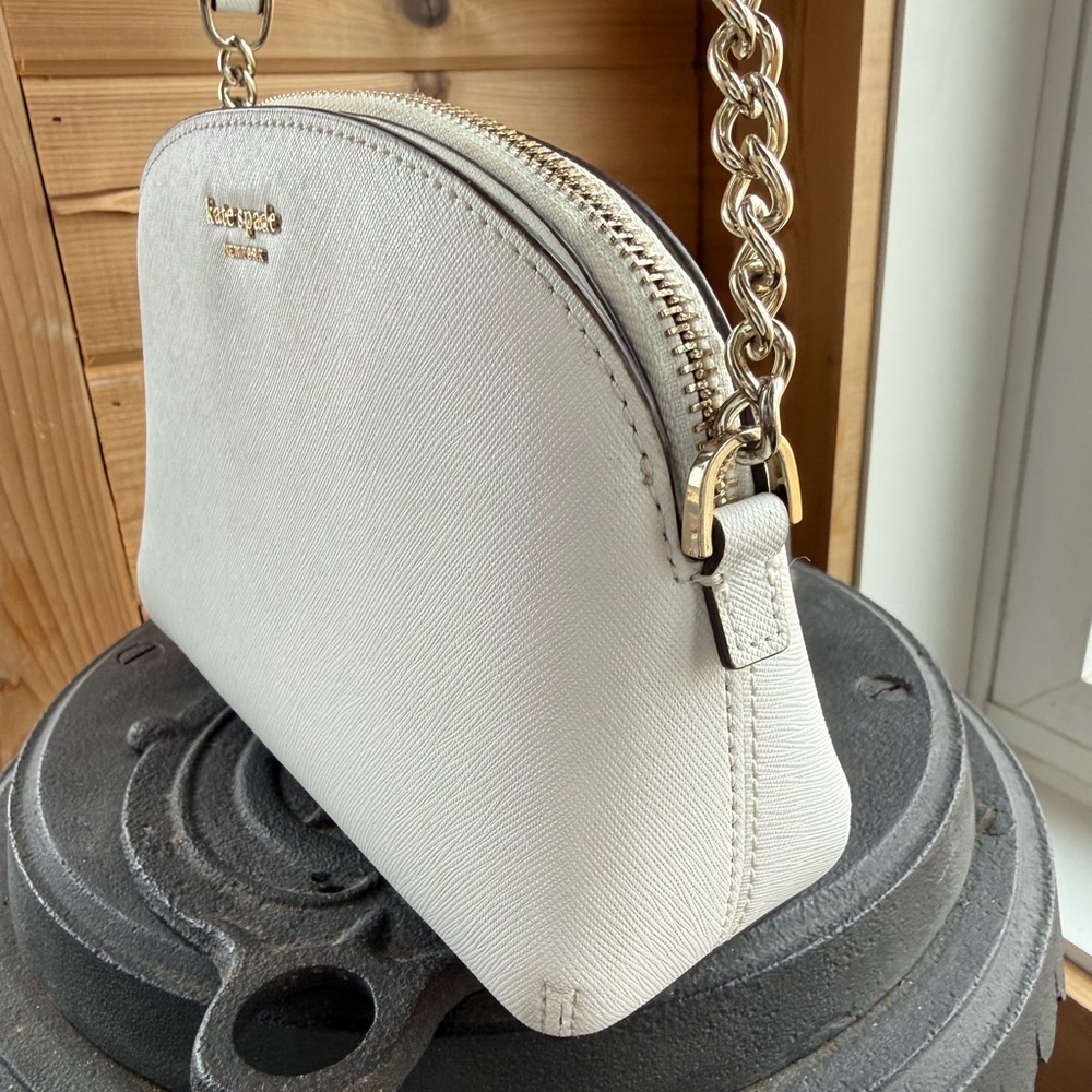 Kate Spade New York Cameron Hilli Saffiano Leather Crossbody Bag White/Gold - Picture 4 of 10